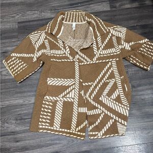 MarlaWynne Brown and Cream Patterned Cardigan